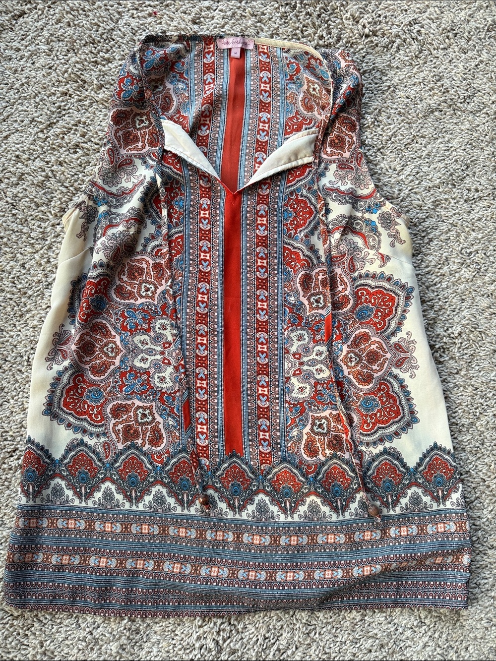 Sleeveless Paisley Tank Top in Cream & Rust - Ladies